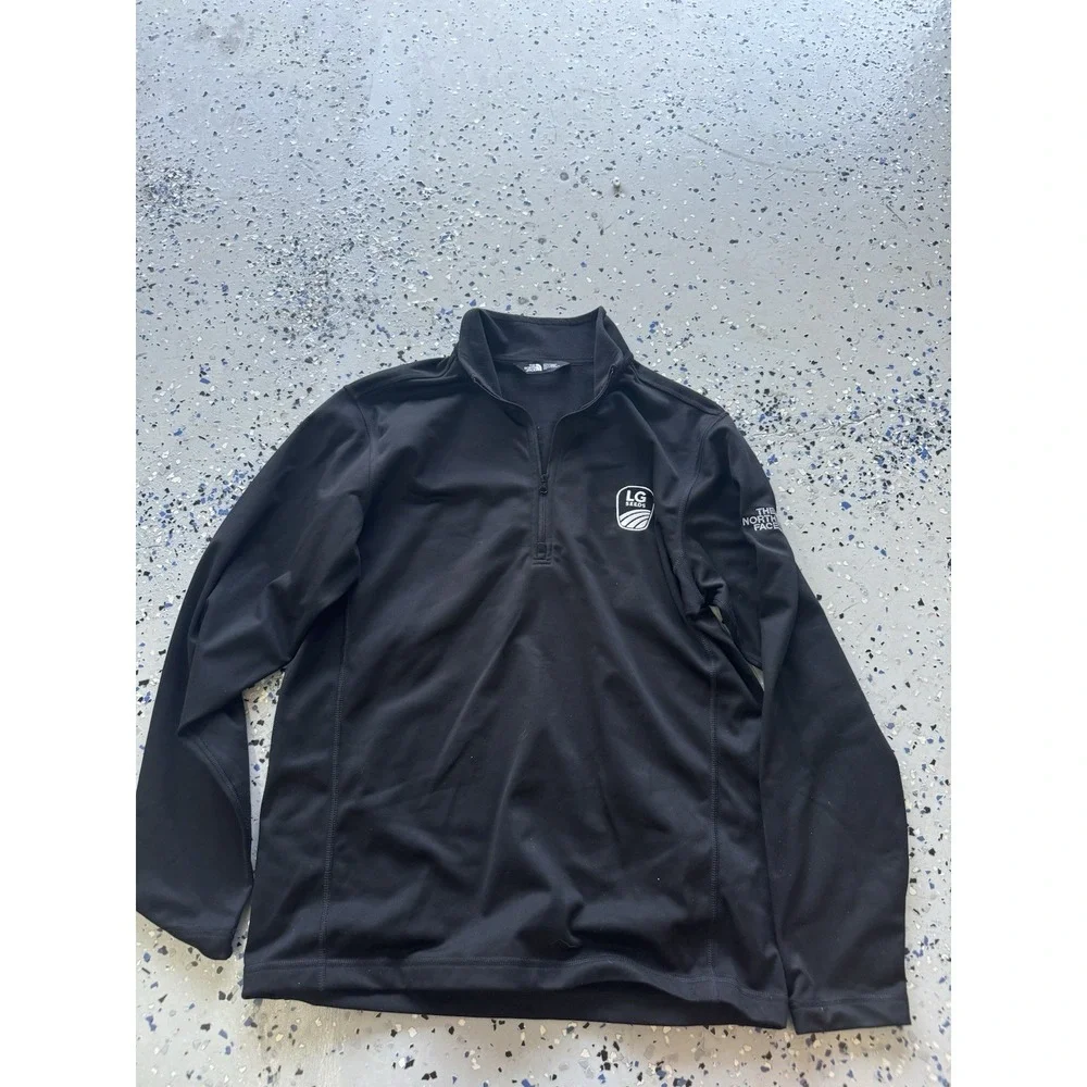 North Face Sweater Mens Medium Long Sleeve‎ 1/4 Zip Outdoors Black Logo Used